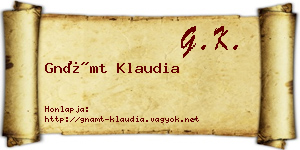 Gnámt Klaudia névjegykártya